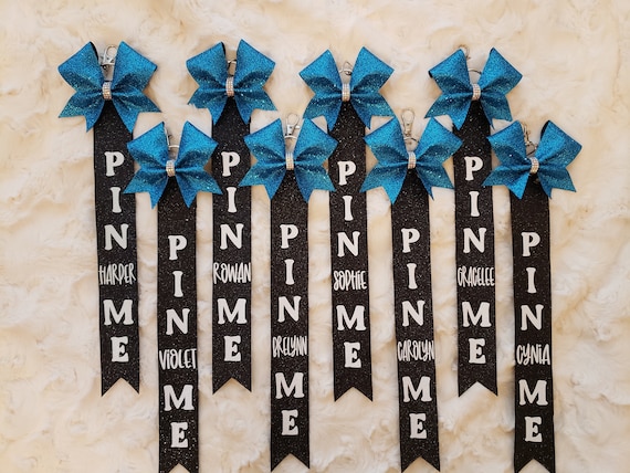 Pin Me Ribbon, Personalized Cheer Keychain, Multiple Color Options