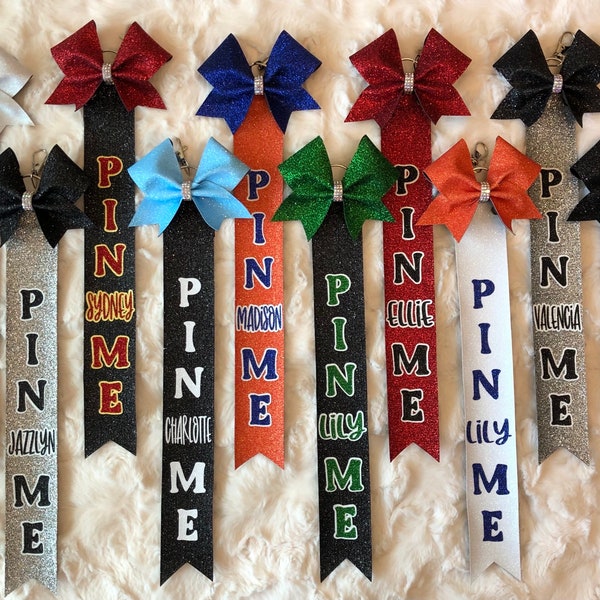 Ruban Pin Me, porte-clés cheer personnalisé, plusieurs options de couleurs, remises pour les équipes