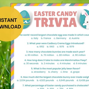Easter Candy Trivia Game | Printable Easter Game | Easter Activity For Kids and Adults | Party Game | Family Game | Classroom Game