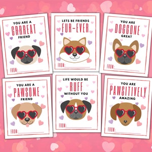 Cartes de Saint-Valentin imprimables pour chiots. Carte de Saint-Valentin pour enfants à téléchargement immédiat. PDF