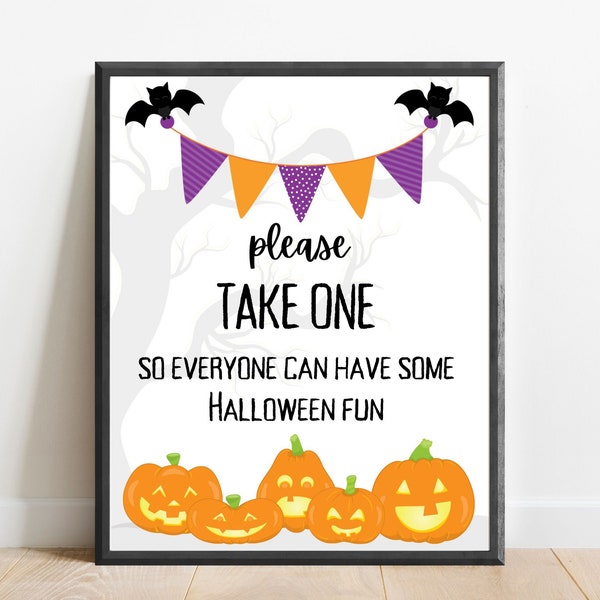 Take one Halloween trick or treat sign. Instant download printable. PDF File. 8.5"x11