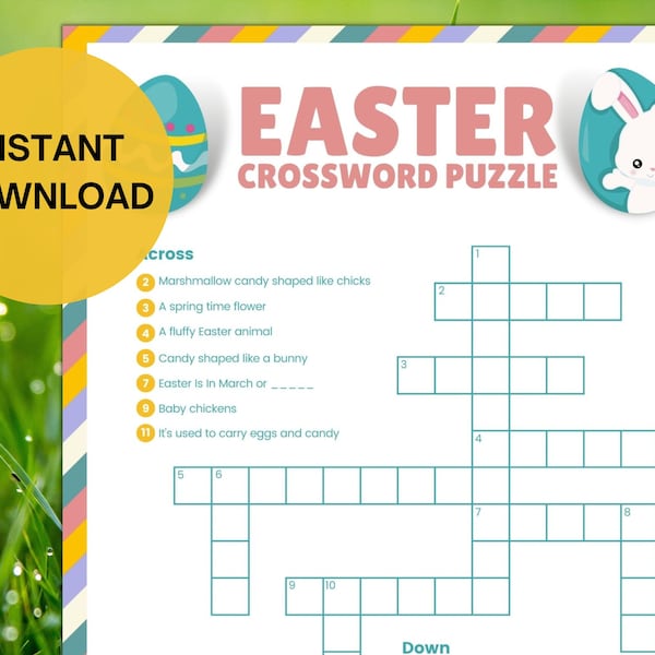 Easter Crossword Puzzle | Printable Easter Game | Easter Activity For Kids and Adults | Party Game | Family Game | Classroom Game