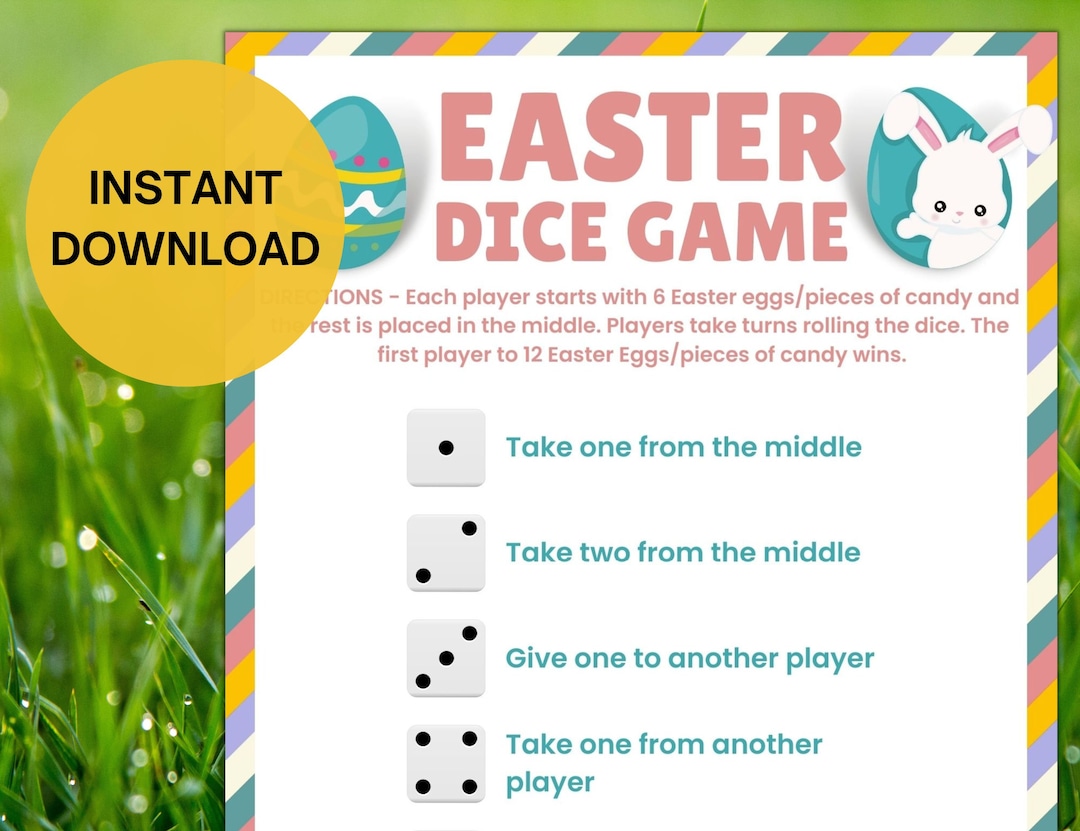 Printable Easter Dice Game Easter Activity for Kids and Adults Easter
