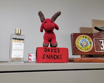 Red Ordie Crochet Goat Plushie