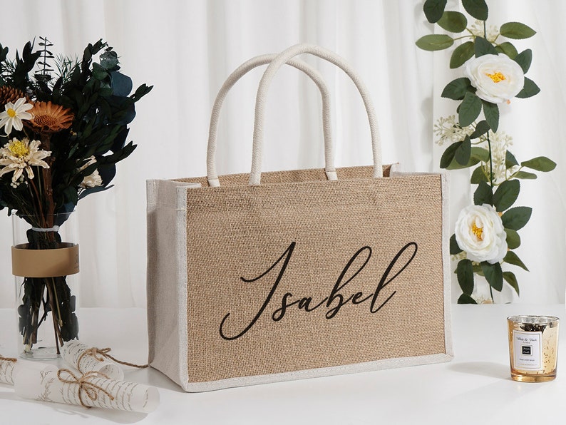 Personalized Tote Gift Bagsbridesmaid Burlap Tote Etsy