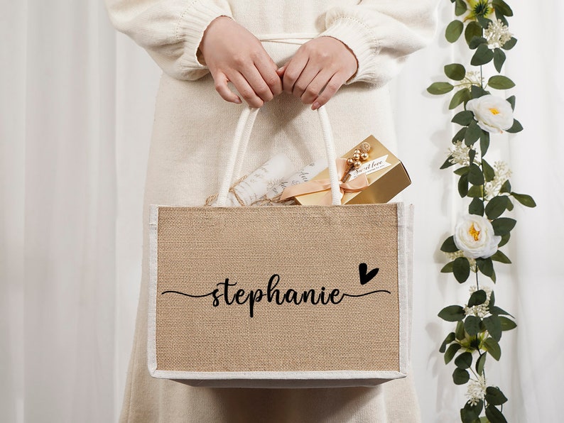 Personalized Tote Gift Bagsbridesmaid Burlap Tote Etsy
