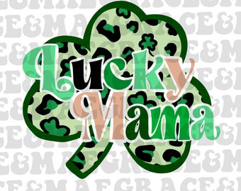 2 Design St. Patrick's Day Png, Lucky Mama Png, Retro St. Patrick Sublimation Design, Leopard Cheetah Pattern Shirt, Saint Patrick Mama png