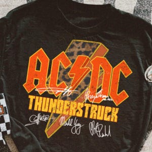 AC/DC Thunderstruck Leopard Lightning PNG | Retro Rock Band Sublimation Design (Digital Download) image 1