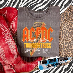 AC/DC Thunderstruck Leopard Lightning PNG | Retro Rock Band Sublimation Design (Digital Download) image 2