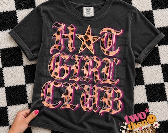 Imagem PNG do Hot Girl Club | Estampa de Leopardo Rosa Neon | Download para Camiseta Vintage e Moderna