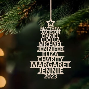 Family Christmas Ornaments, Christmas Ornament with Family Names, Christmas Tree Ornament, Laser Cut Names Tree Sign, Christmas Bauble