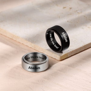 Anillo giratorio personalizado para parejas Anillos de bandas apilables personalizables Anillos de acero inoxidable Anillo de promesa de aniversario Regalo para hombres Mujeres