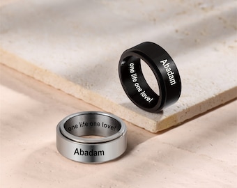 Personalisierter Drehring für Paare Personalisierbar Stapelringe Edelstahlringe Jahrestag Versprechen Ring Geschenk für Männer Frauen