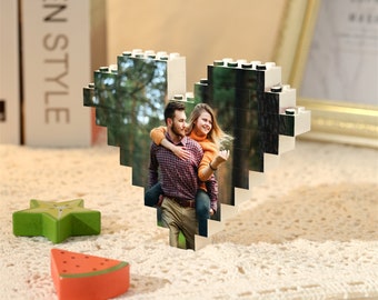 Heart Photo Building Blocks, Building Blocks with Picture, Photo Block Decoration, Memory Puzzle, Your Image Printed Building Blocks
