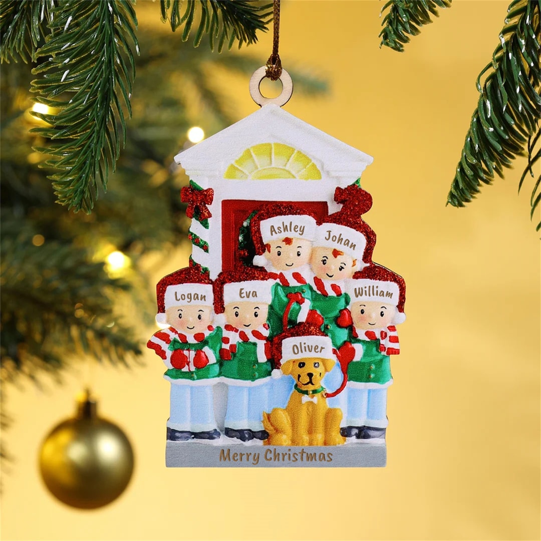 Family Christmas Ornaments With Dog Christmas Tree Wood Etsy