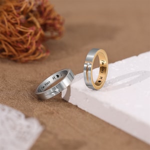 Anillos personalizados a juego para parejas Anillo de banda apilable personalizable Anillo de oro de plata de acero Conjuntos de anillos de promesa de aniversario para hombres Mujeres