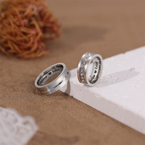 Bandas de parejas personalizadas Anillo de compromiso Anillos a juego Conjuntos Anillo de promesa de aniversario Anillos de banda apilables personalizados para hombres Mujeres