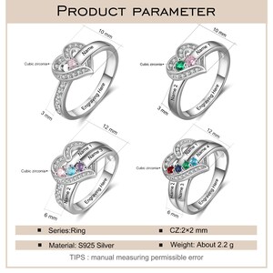 Personlig födelsestensring för kvinnor, Anpassad familjefödelsestensring, Mors ring, Graverad namnring, Mors dag-present, Present till mamma bild 5