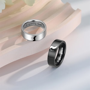 Anillos de promesa de aniversario personalizados para parejas Anillos de banda apilables personalizables Anillos de ángel de corazón de acero inoxidable para hombres Mujeres