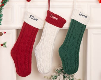 Knitted Christmas Stockings Ornament, Family Knitted Christmas Stockings,Embroidered Christmas Stockings With Name,Monogram Family Stockings