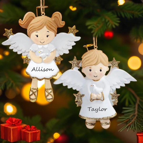 Baby's First Christmas Ornament, Toddlers Christmas Keepsake, New Baby Bauble, Angel Baby Girls Baby Boy 1st Ornament, Baby Shower Gift