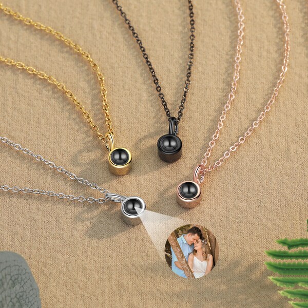 Custom Photo Projection Necklace, Bubble Projection Necklace, Memorial Photo Necklace, Picture Jewelry, Gift For Her, Birthday Wedding Gift