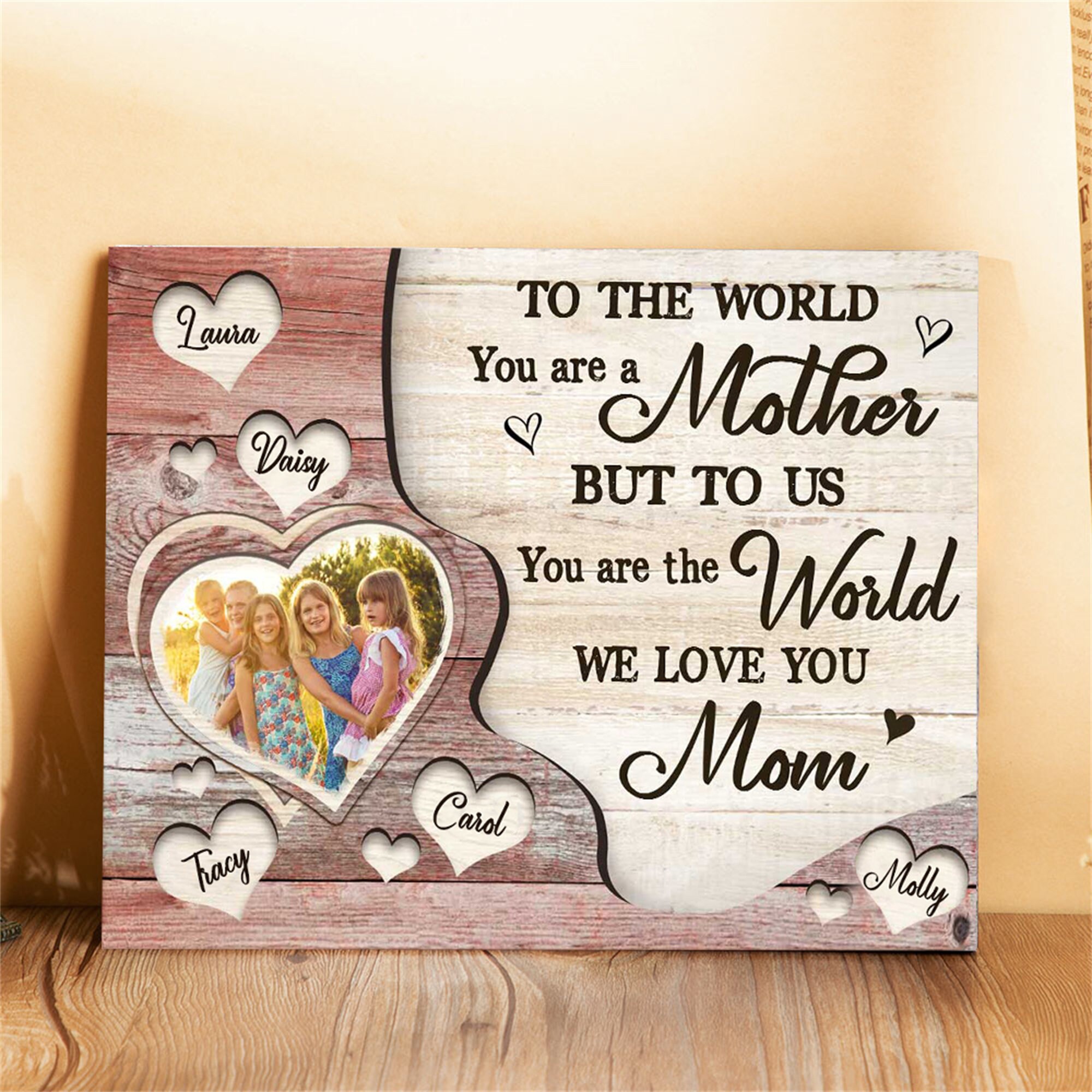 Personalized Family Photo Mother Wood Frameengraved Name Etsy