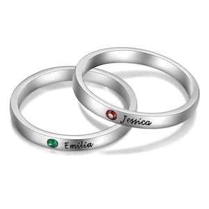 Family Birthstone Ring for Mom, BFF Best Friend Ring, Engraved Name Ring, Mother Ring, Personalized Birthstone Ring, Mothers Day Gift
