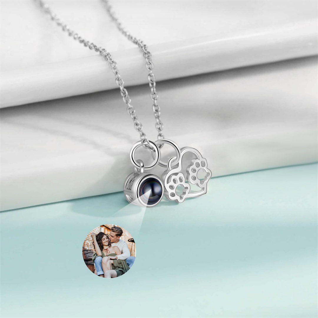 Paw Print Projection Necklaces, Dog Paw Necklace, Pet Memorial Necklace