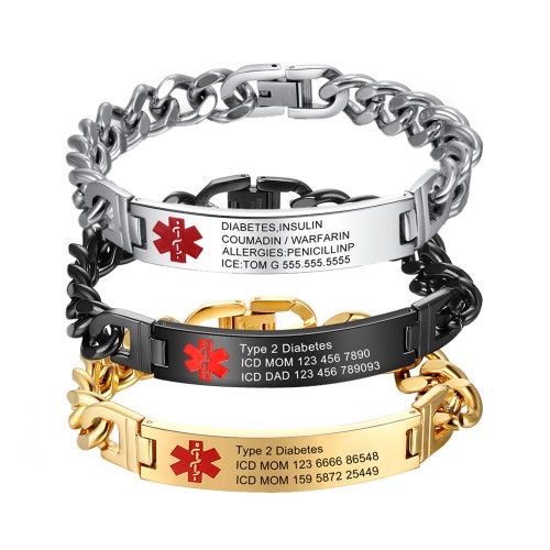 Emergency Bracelet Personalized Medical Alert Bracelet - Etsy
