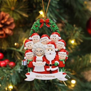 Grandkids Christmas Ornaments Keepsake, Wood Grandchildren Ornaments, Grandsons Christmas Bauble, Xmas Decor for Grandparents