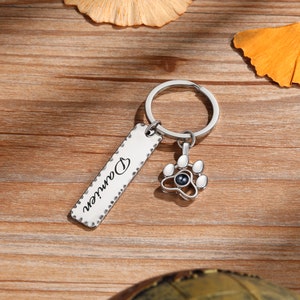 Steel Photo Projection Keychain • Engraved Name Bar Keychain • Hidden Photo Keychain • Picture Inside Keychain, Pet Memory Photo Keychain
