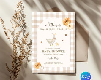 Silly Goose Digital Baby Announcement, Digital Download Goose, Downloadable Instantly, Canva Template Invite, Gender Neutrality, Baby Invit