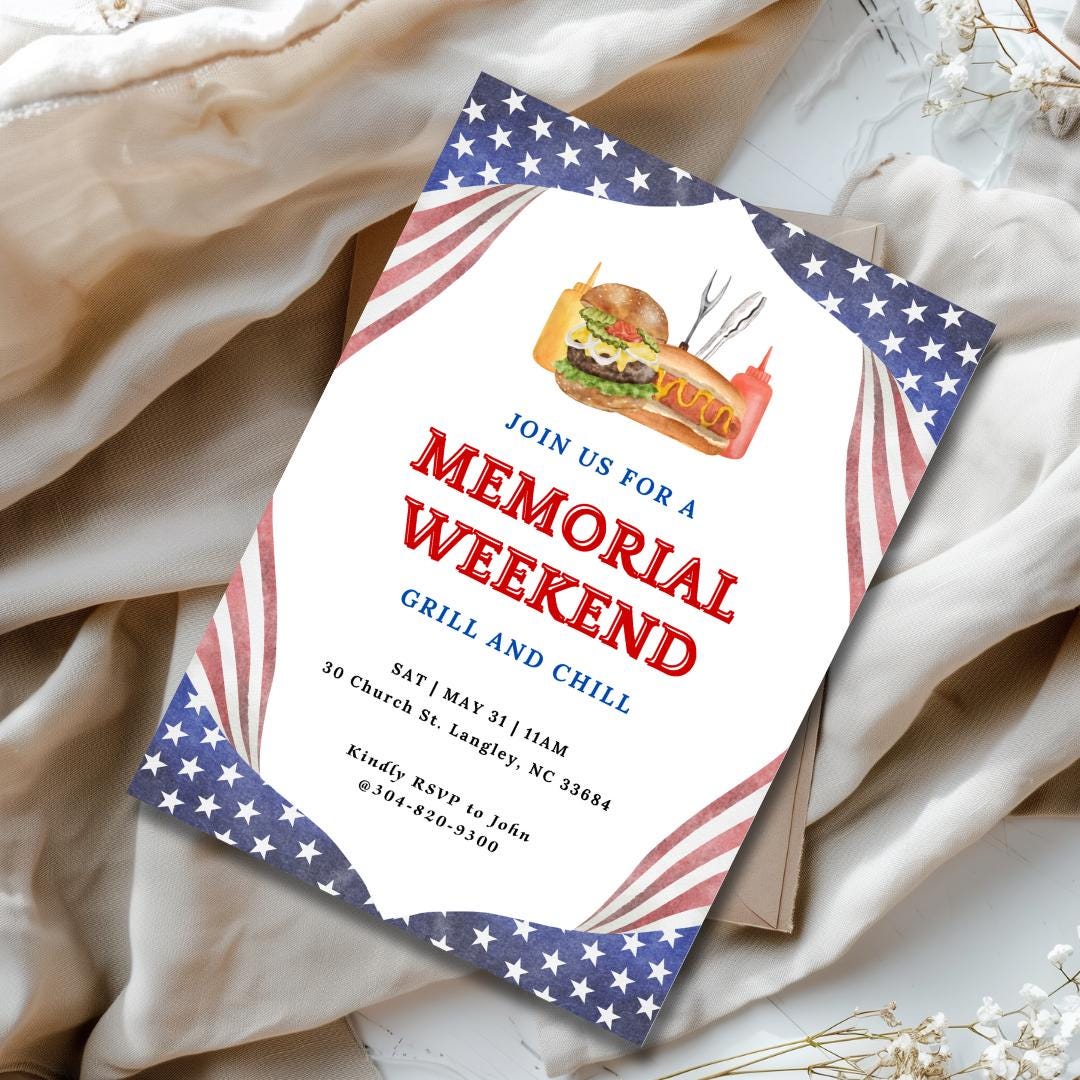 Memorial Day BBQ Invite Firecracker Birthday 4th of July Barbecue ...