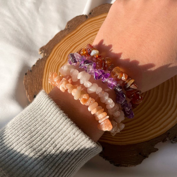 Kristall Splitter Armband | Kristall Armband | Splitterarmband | Edelstein | flexibel | Karneol | Amethyst | Rosenquarz |Mondstein| Bracelet