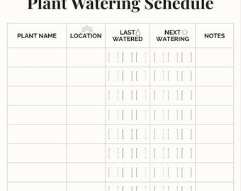 Plant Watering Schedule Printable, Houseplant Care Tracker, Indoor Plant Watering Log, Minimalist Plant Planner, Digital Download