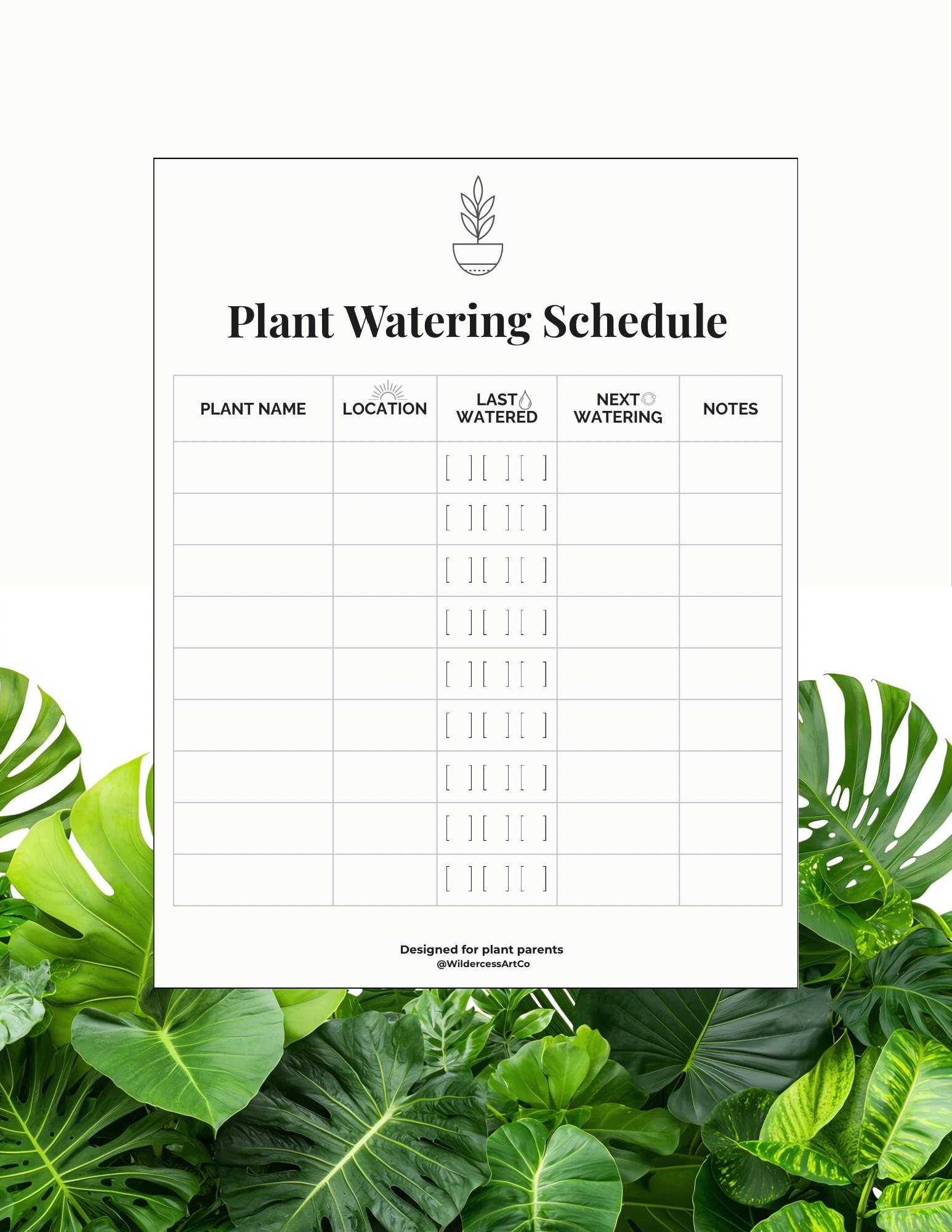 Watering Roster Plant Watering Schedule Printable, Houseplant Care Tracker, Indoor ...