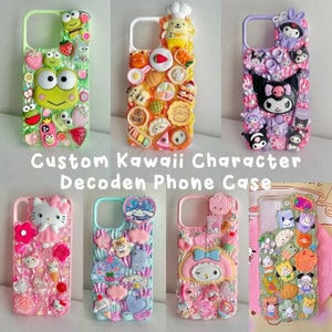 Decoden Phone Case DIY Kit Kawaii Pig Sika Baby Deer Flowers Daffodils  Pearls Cream Charms Samsung Android Apple iPhone Tablet 
