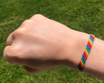 Adjustable Woven Rainbow Pride Bracelet | LGBTQ+ Cotton Jewelry