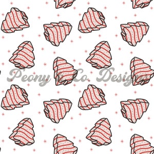 Retro Christmas Tree Cakes Seamless Pattern, Holiday Repeat Pattern, Christmas Seamless Design