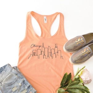 Chicago Skyline Tank Top, Chicago Souvenir, Chicago Travel Gift, Chicago Summer Tank, Illinois Souvenir Tank, Illinois Graphic Tank