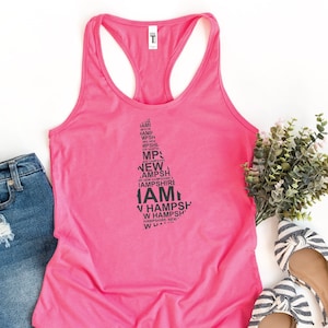 New Hampshire Map Tank, New Hampshire Lover Tank, New Hampshire Girl Top, New Hampshire Souvenir, NH Trip Gift, NH State Tank, NH Women Tank