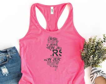 New Jersey Map Tank, New Jersey Lover Tank, New Jersey Girl Tank, New Jersey Souvenir, New Jersey Trip Gift, NJ Summer Tank, NJ Women Tank