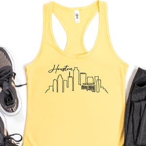 Houston Skyline Tank, Houston Souvenir, Houston Travel Gift, Houston Summer Tank, Texas Souvenir Tank, Houston Modern Cityscape Graphic Tank