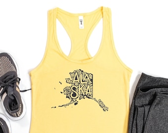 Alaska Map Tank Top, Alaska Lover Tank, Alaska Souvenir, Alaska Trip Gift, Alaska Girl Tank, Alaska Summer Travel Tank, Alaska Hiking Tank