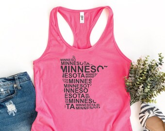 Minnesota Map Tank Top, Minnesota Lover Tank, Minnesota Travel Souvenir, Minnesota Trip Gift, Minnesota Summer Tank, Minnesota Women Tank