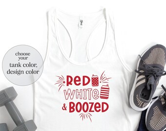 Red White & Boozed Tank, 4th Of July Party Tank, Alcohol Lover Tank, Drinker Tank, Independence Day Tank, Patriotic Tank, USA Tank