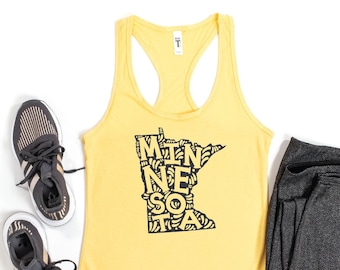 Minnesota Map Tank Top, Minnesota Lover Tank, Minnesota Souvenir, Minnesota Trip Gift, Minnesota Summer Tank, Minnesota Women Tank, MN Pride