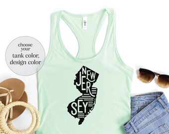 New Jersey Map Tank, New Jersey Girl Tank, New Jersey Lover Tank, New Jersey Souvenir, New Jersey Trip Gift, NJ Summer Tank, NJ Women Tank