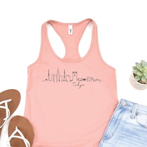 Tokyo Skyline Tank Top, Japan Travel Souvenir, Tokyo Travel Gift, Tokyo Summer Tank, Japanese City Graphic Tank, Japan Vacation Top